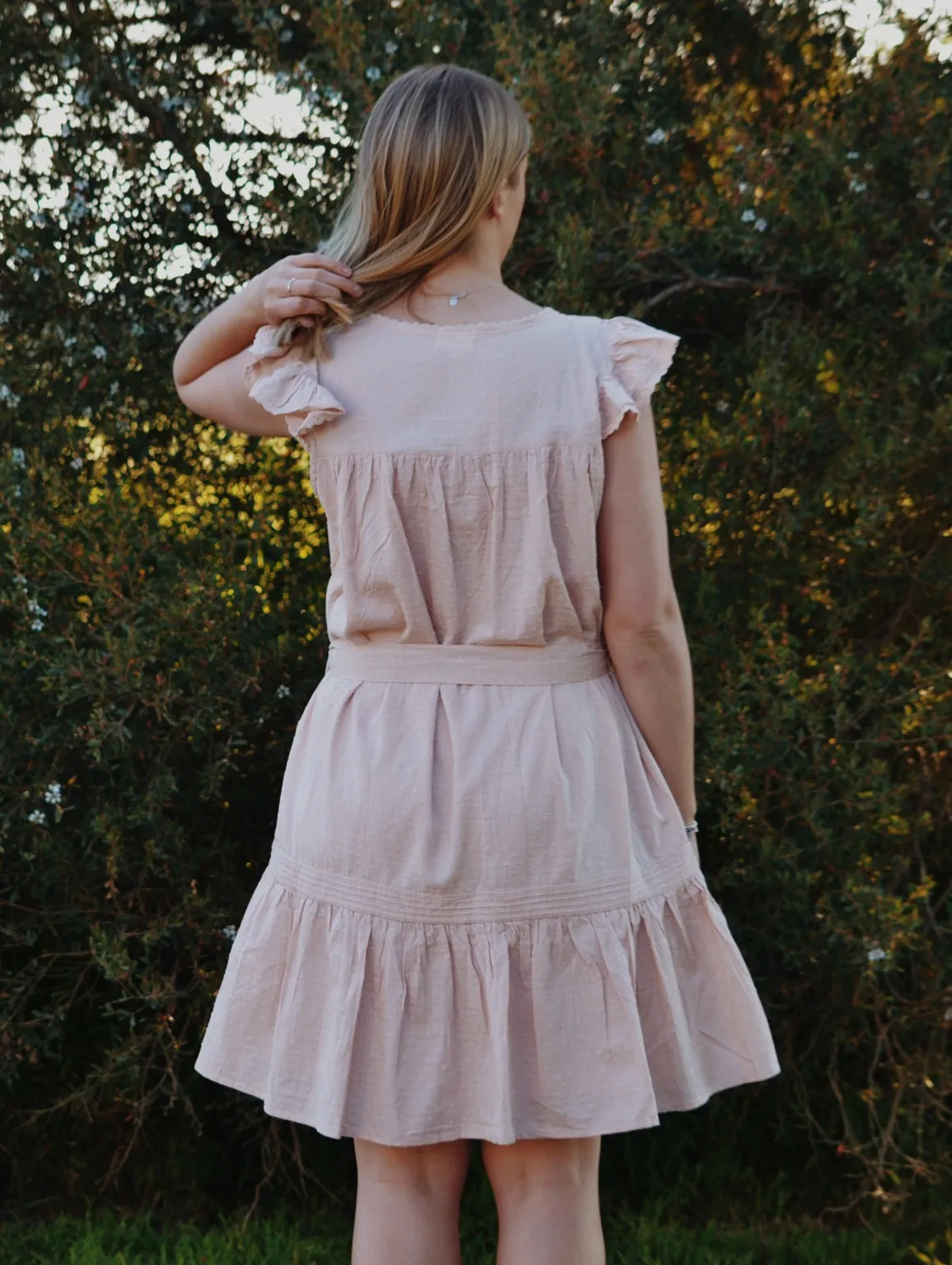 100% RECYCLED COTTON - ALICE DRESS -  ROSE BLUSH