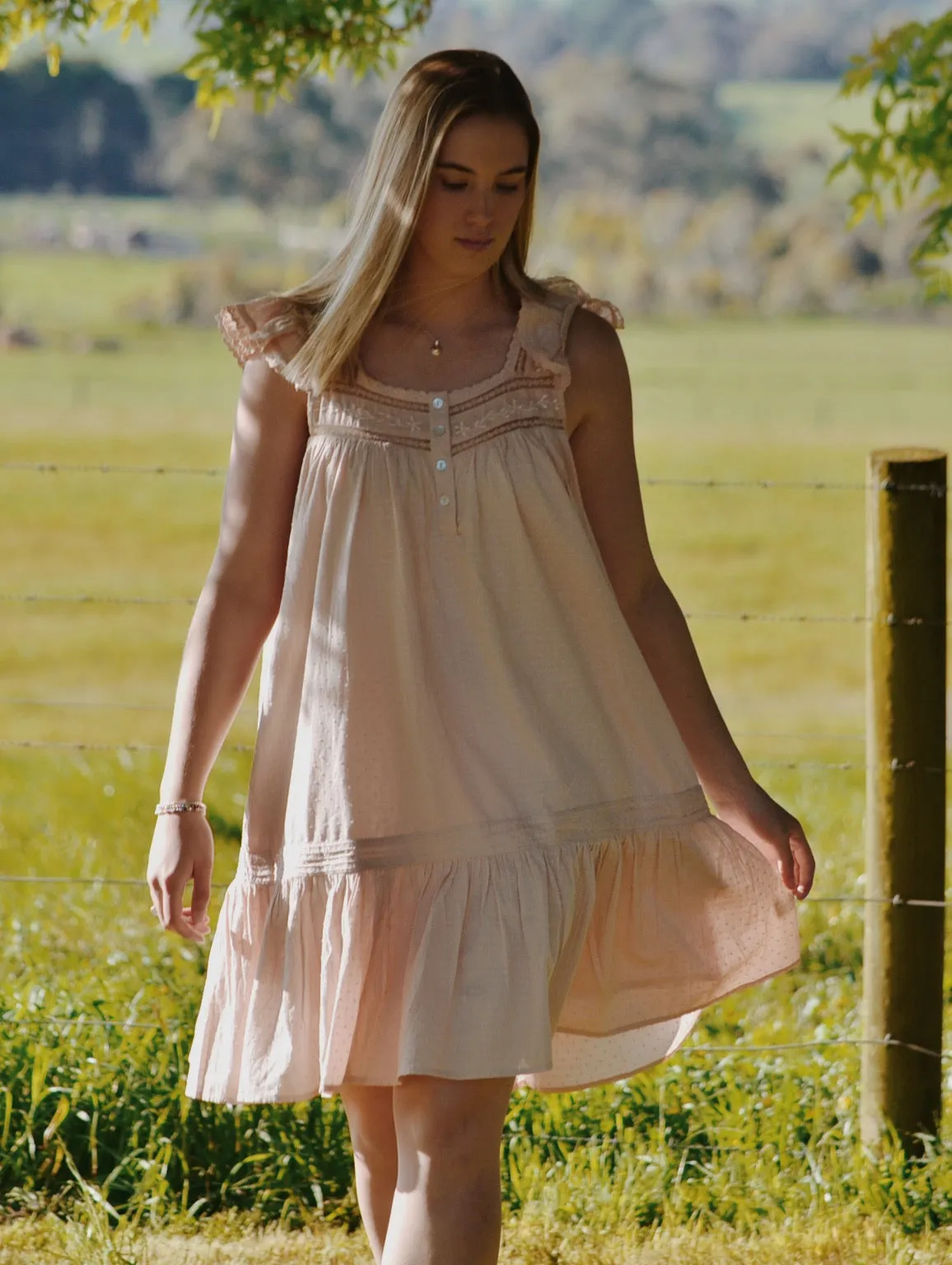 100% RECYCLED COTTON - ALICE DRESS -  ROSE BLUSH
