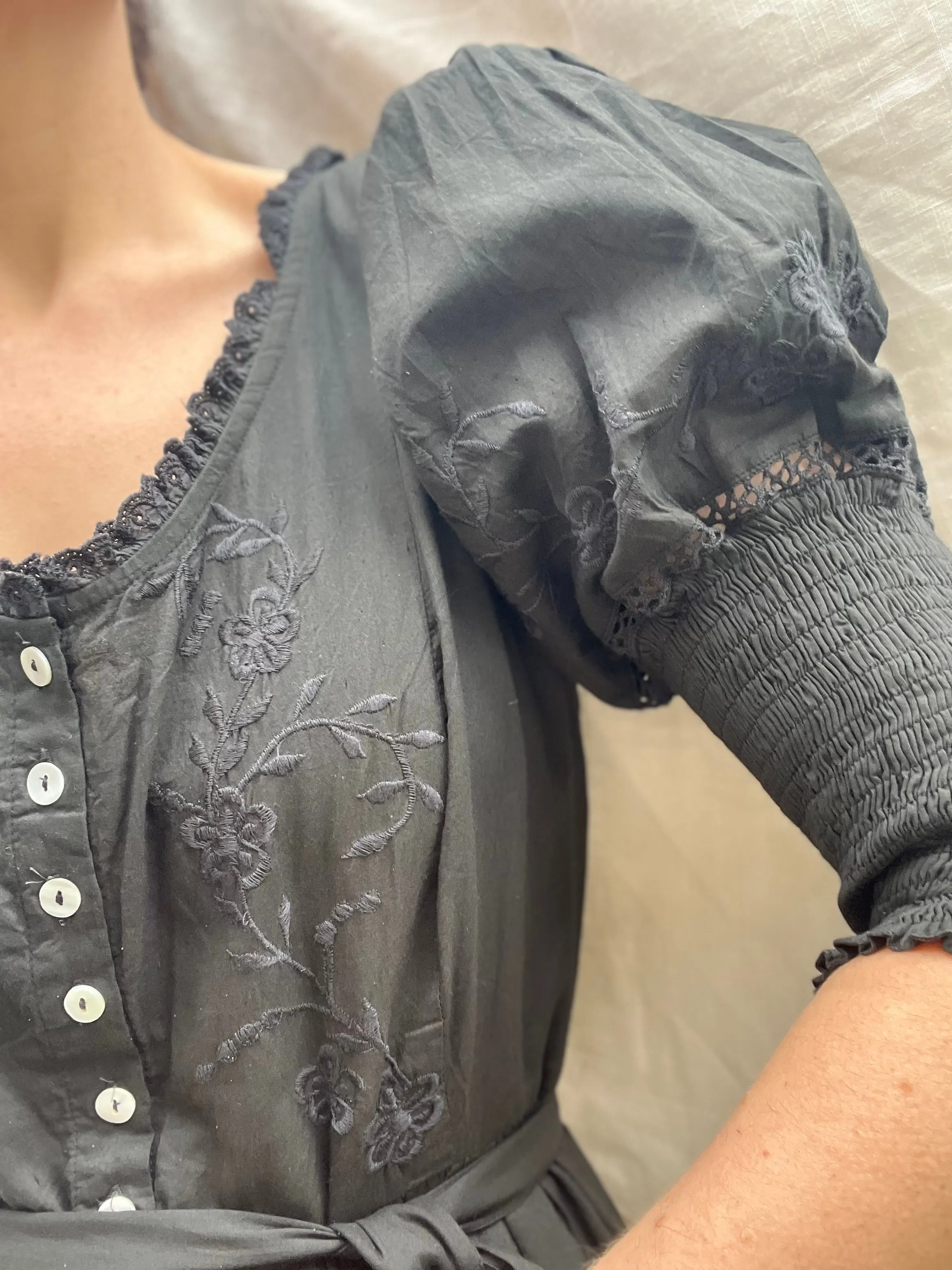 100% RECYCLED COTTON - AUGUSTINE MAXI DRESS WASHED BLACK