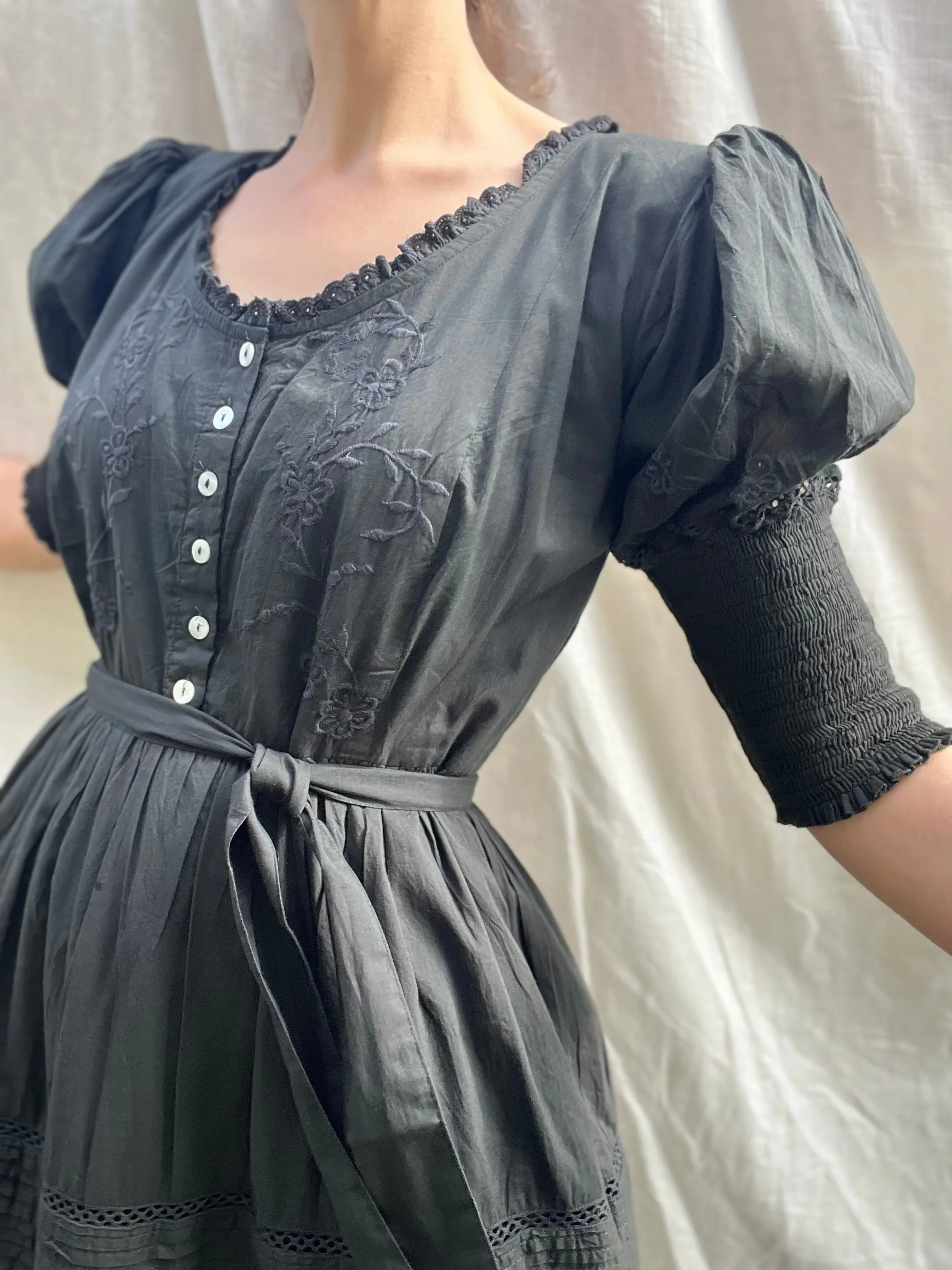 100% RECYCLED COTTON - AUGUSTINE MAXI DRESS WASHED BLACK