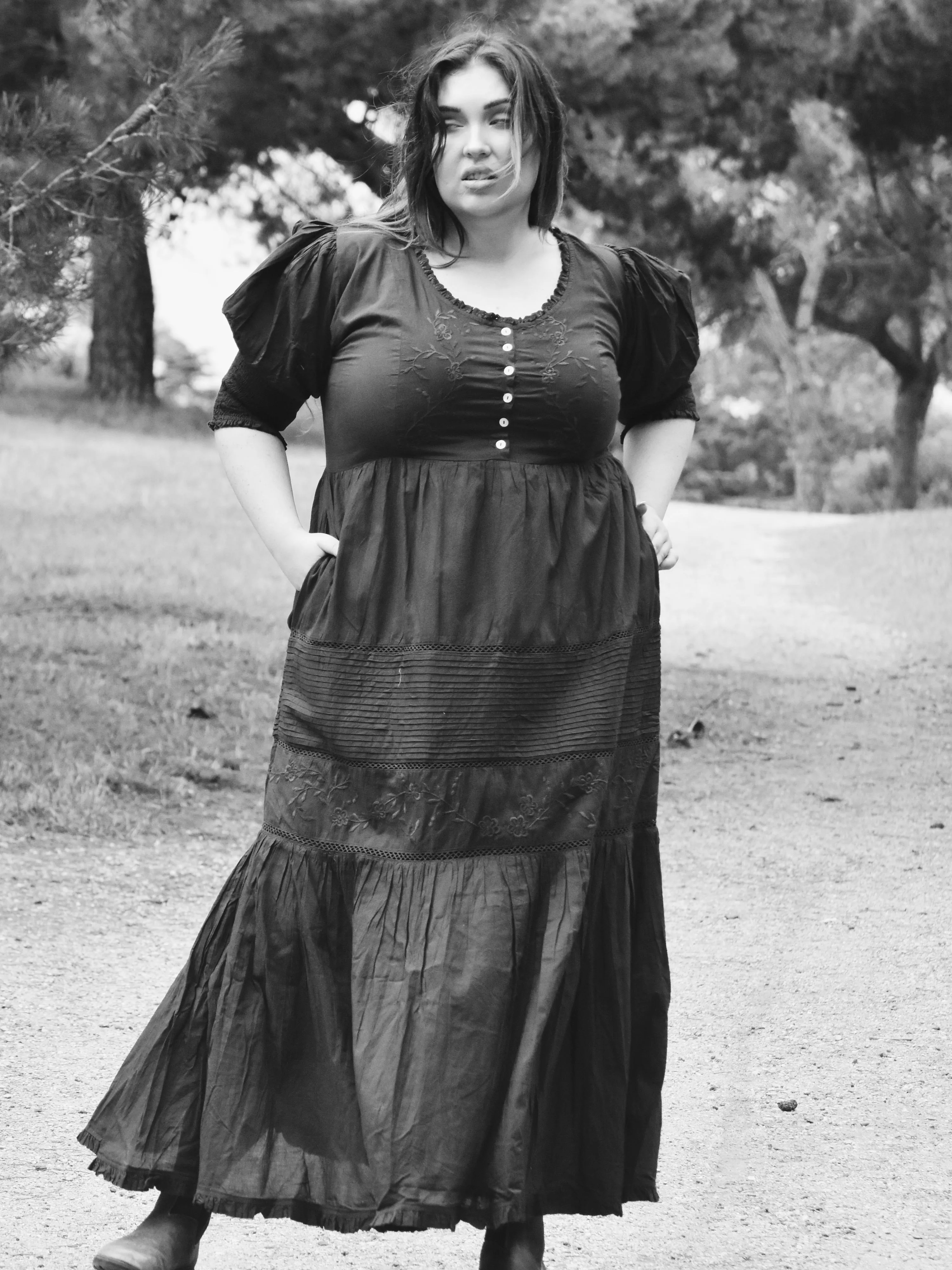 100% RECYCLED COTTON - AUGUSTINE MAXI DRESS WASHED BLACK