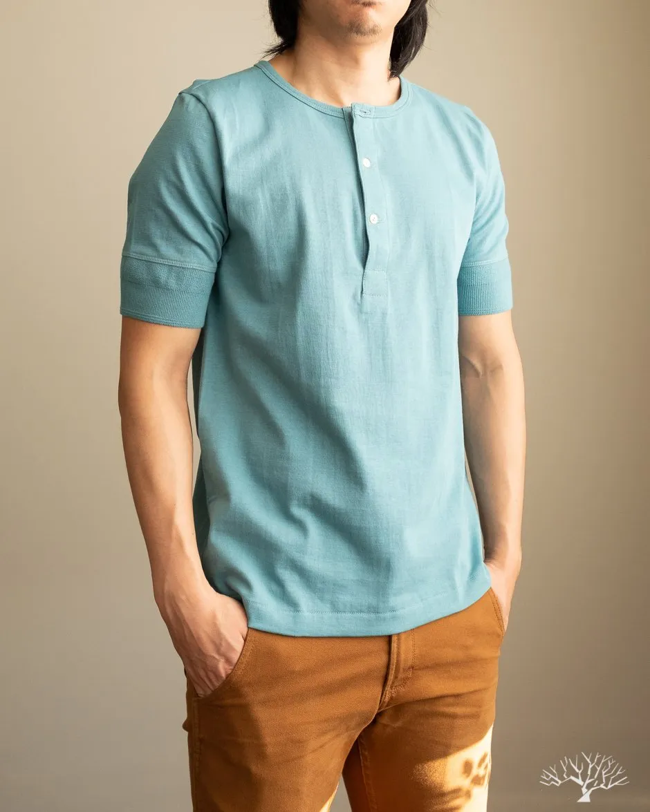 207 Short Sleeve Henley - Aqua
