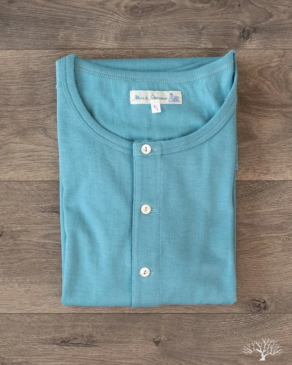 207 Short Sleeve Henley - Aqua