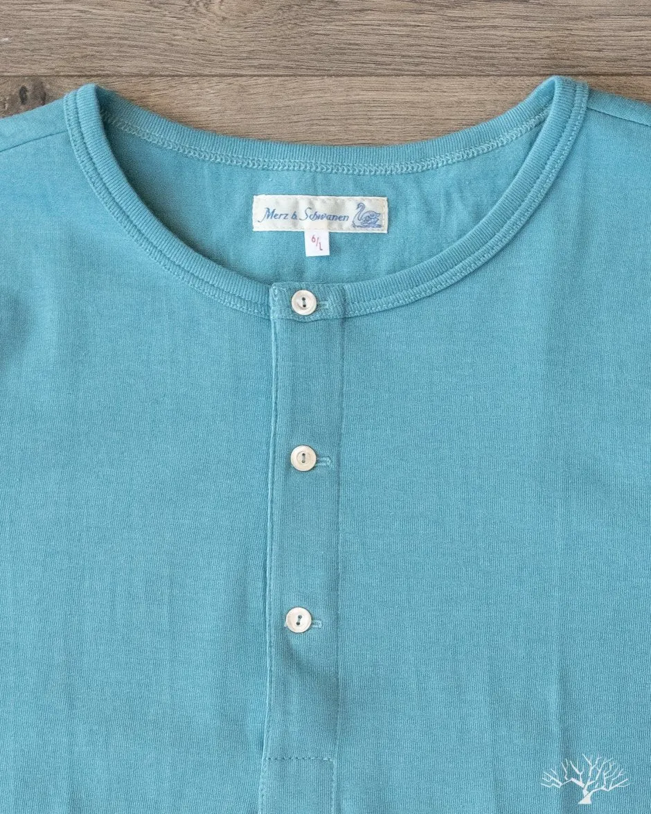 207 Short Sleeve Henley - Aqua