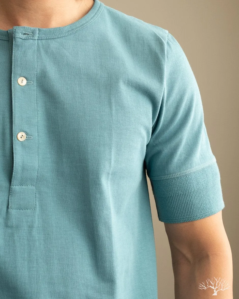 207 Short Sleeve Henley - Aqua