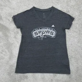 Adidas Women Graphic T Shirt Top Spyrs Short Sleeve V-Neck Heather Black Size XL