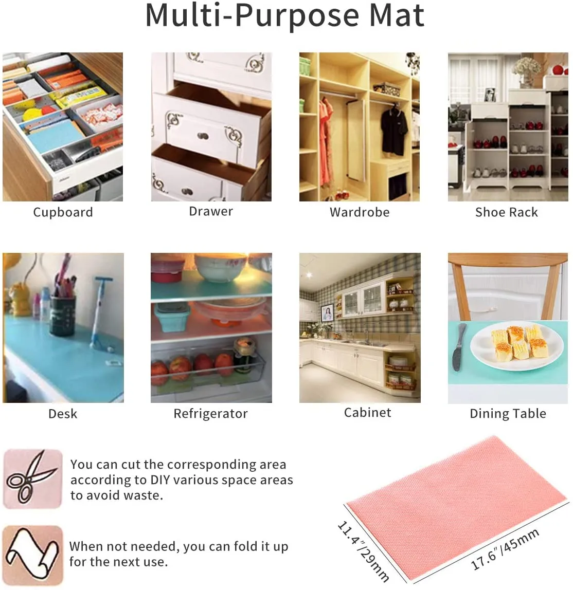 Anti Slip Mat Dresser & Wardrobe Liner - (Pink 5 Meter)