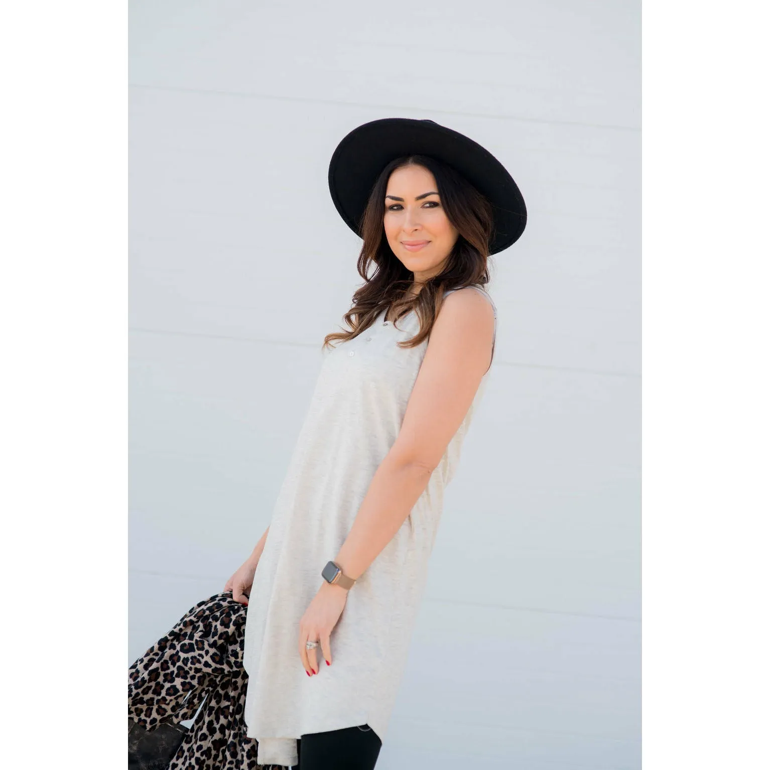 Asymmetrical Henley Tank Dress