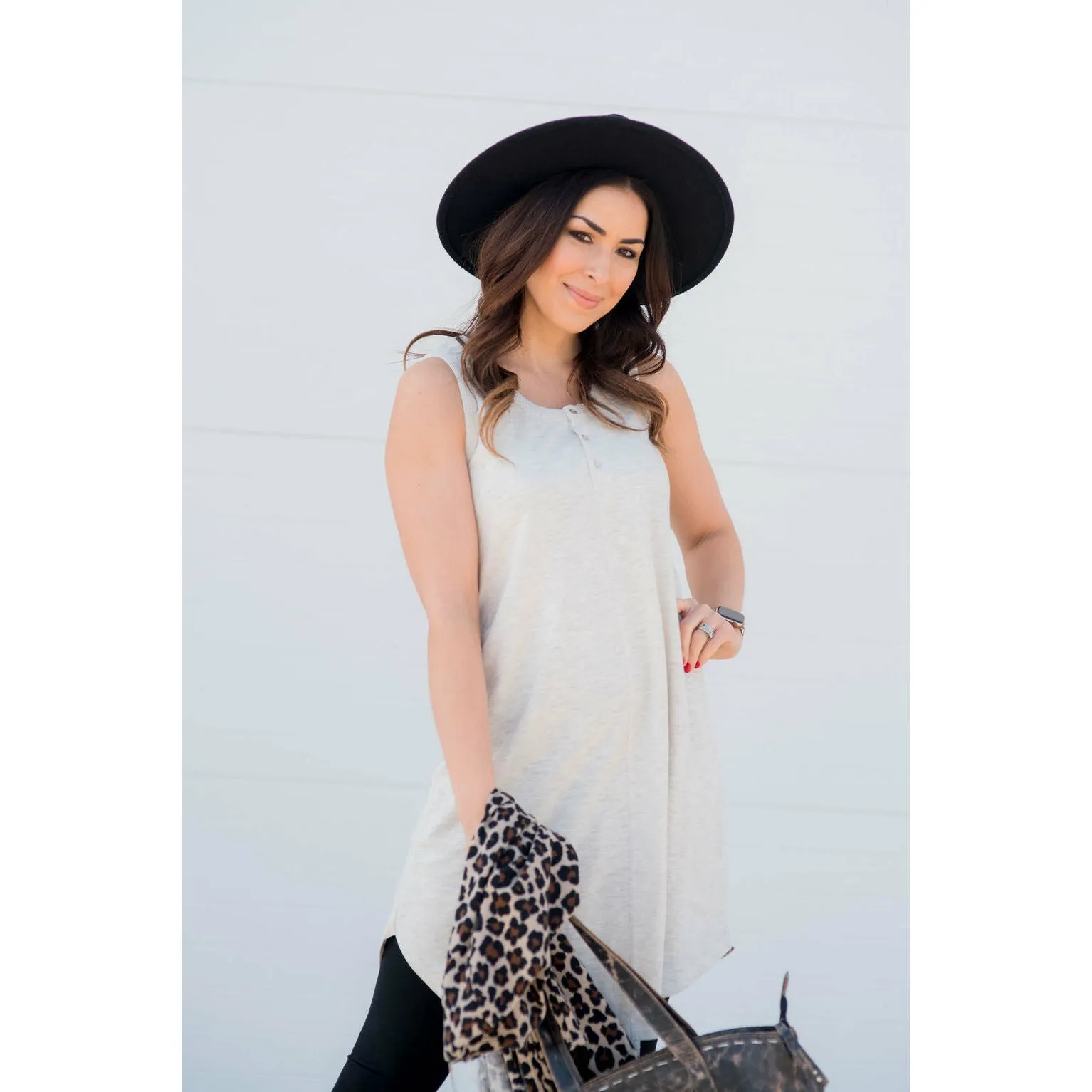 Asymmetrical Henley Tank Dress