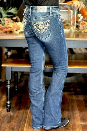 Aztec Goddess Mid Rise Bootcut Jean by Miss Me
