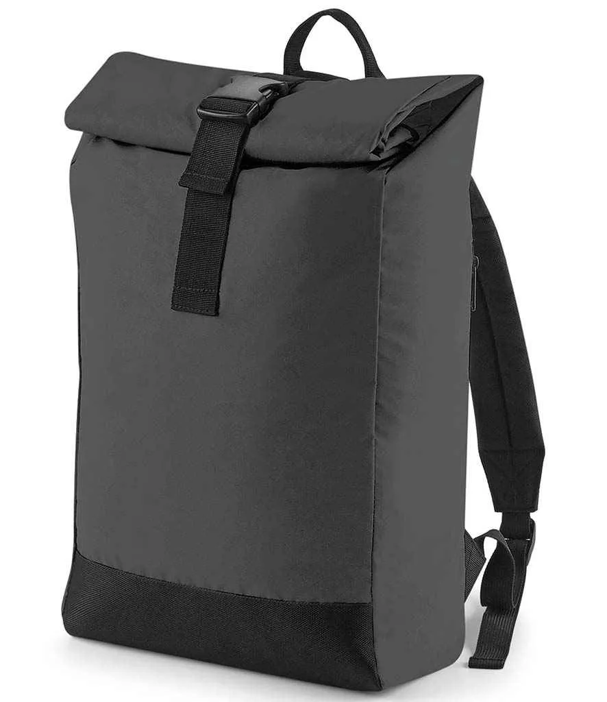 BagBase Reflective Roll-Top Backpack | Black Reflective