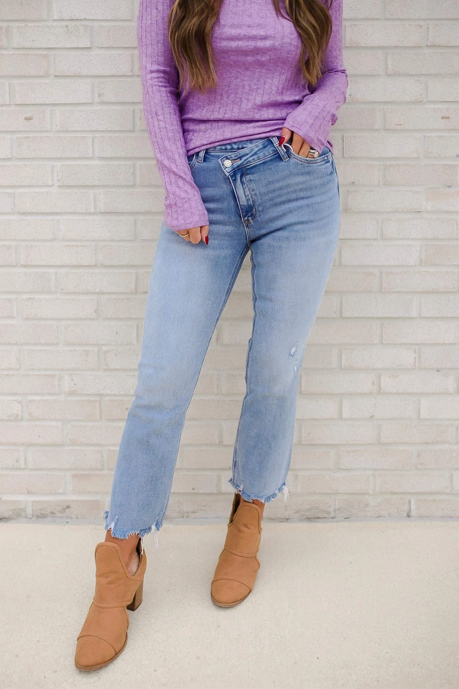 Blake High Rise Criss Cross Kick Flare Jeans
