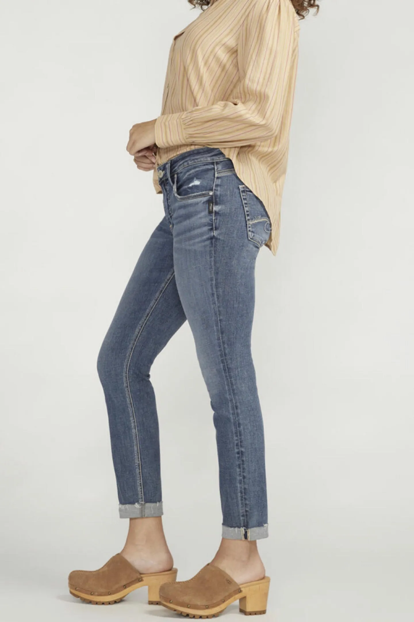 Boyfriend Mid Rise Slim Leg Jeans by Silver
