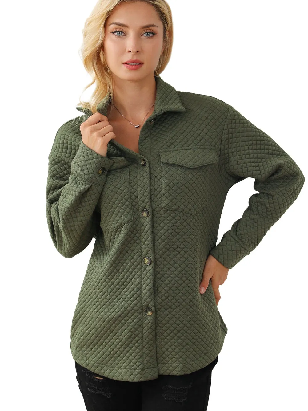 Button-Front Quilted Overshirt