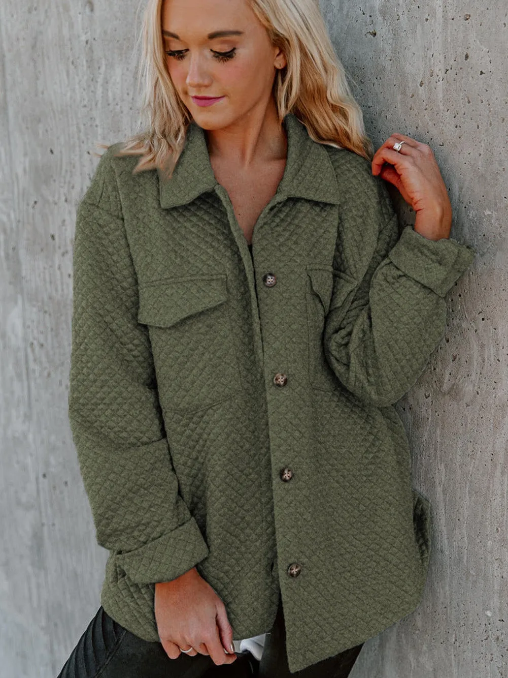 Button-Front Quilted Overshirt