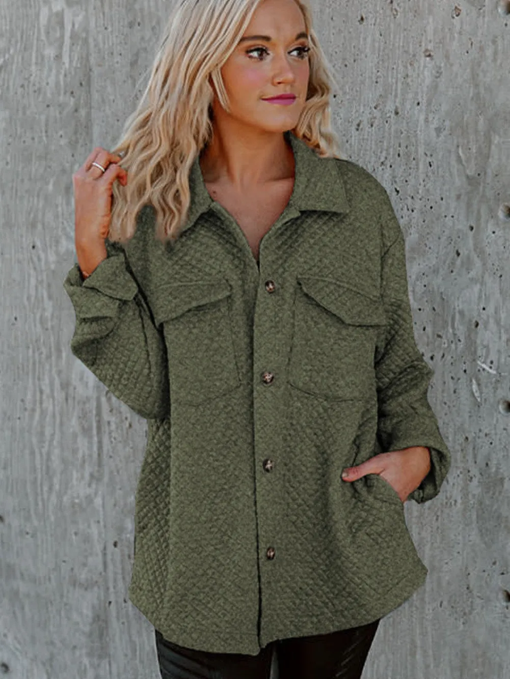 Button-Front Quilted Overshirt