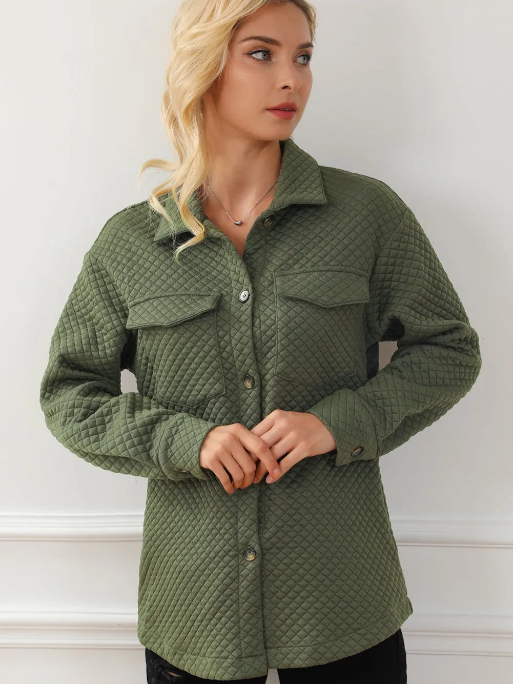 Button-Front Quilted Overshirt