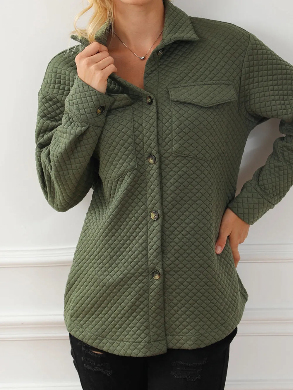 Button-Front Quilted Overshirt