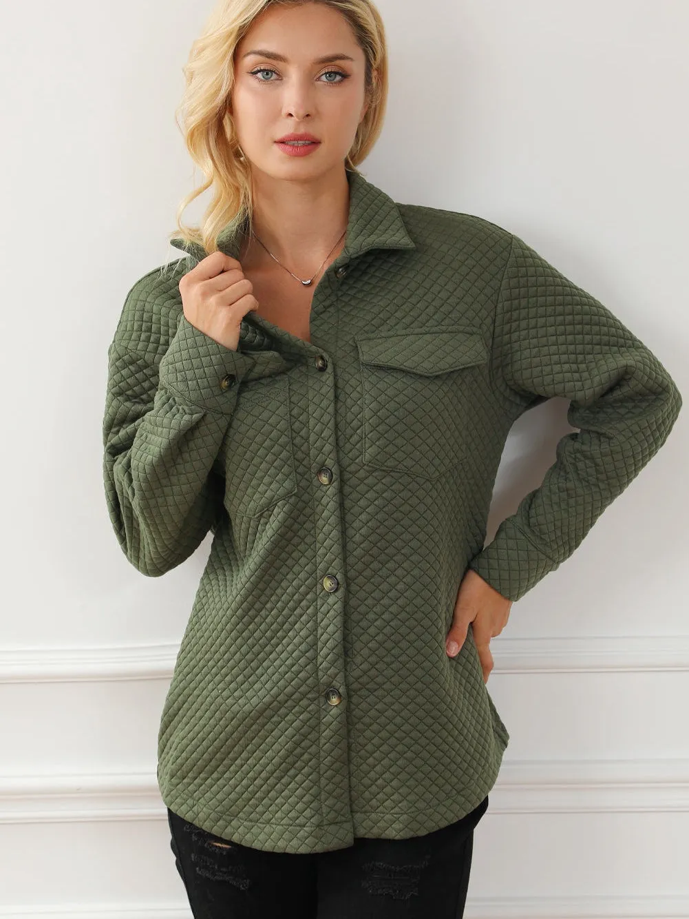 Button-Front Quilted Overshirt