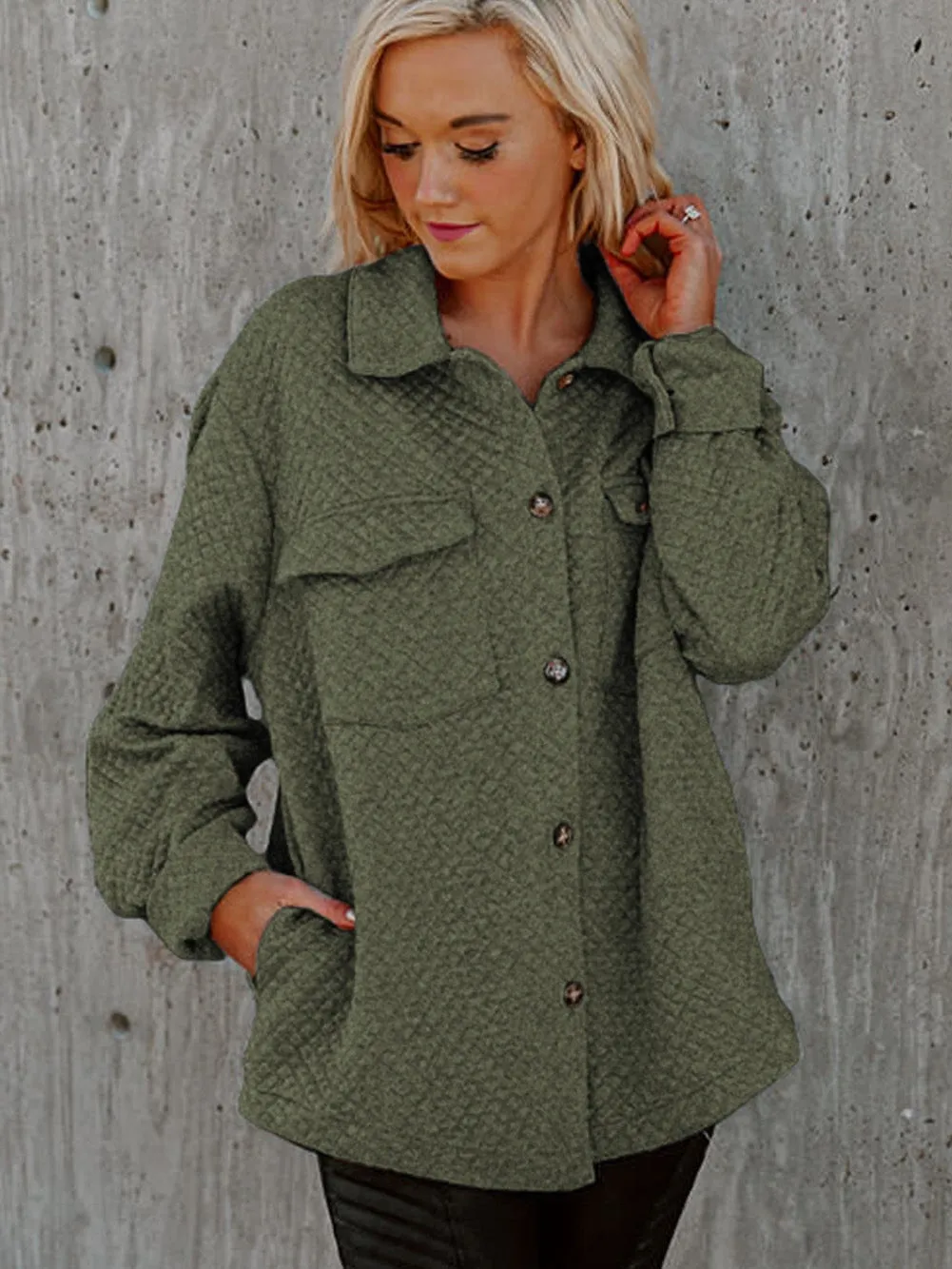 Button-Front Quilted Overshirt