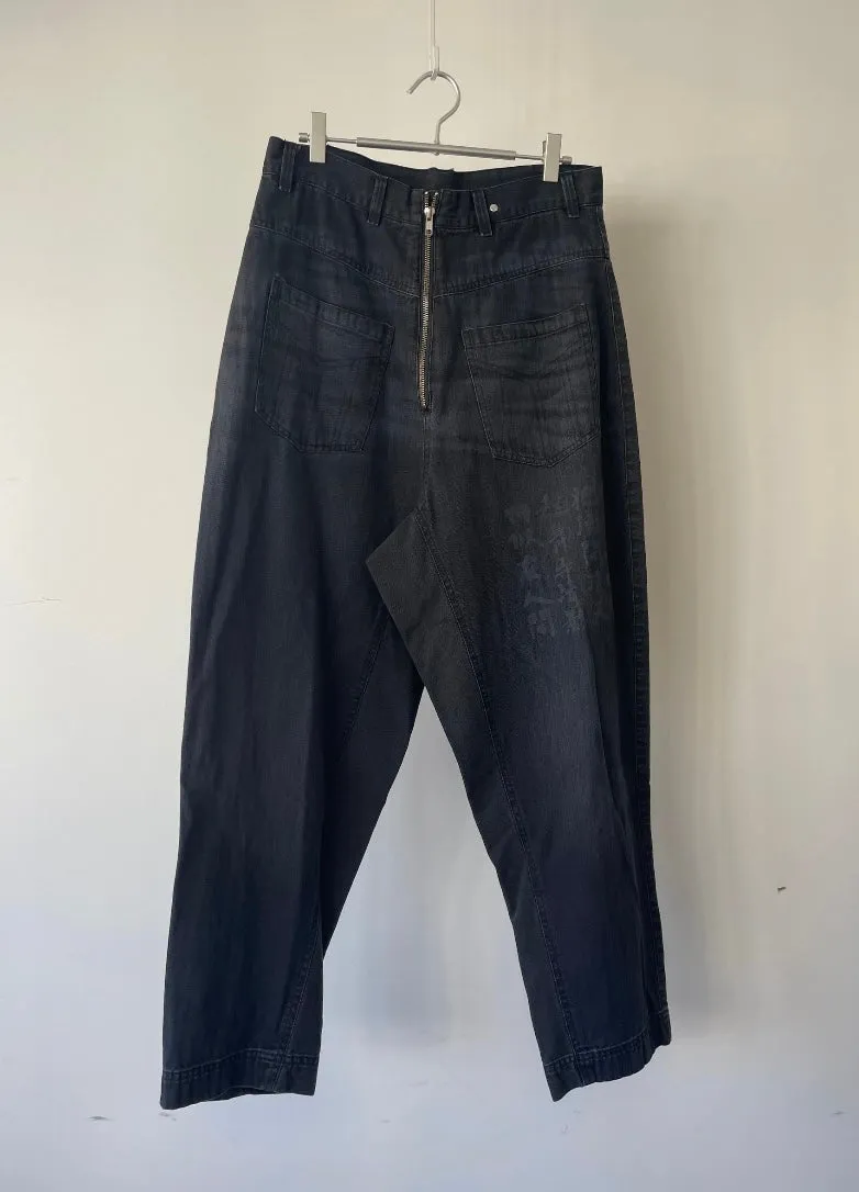CALLIGRAPHY LASER PRINT FRONT TO BACK JEANS