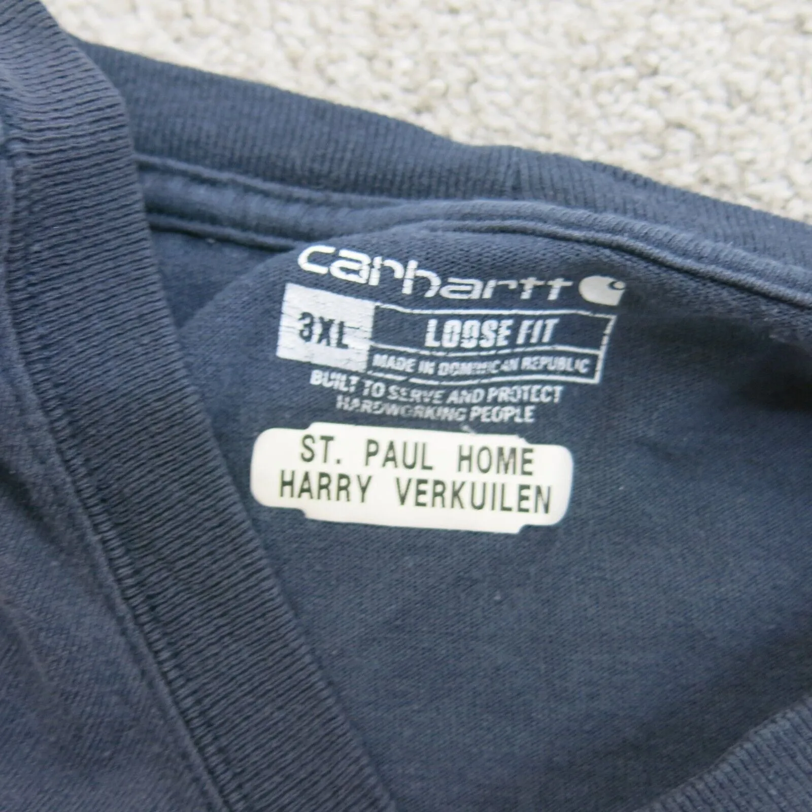 Carhartt Shirt Mens 3XL Blue Loose Fit Short Sleeve Crew Neck Tee Lightweight