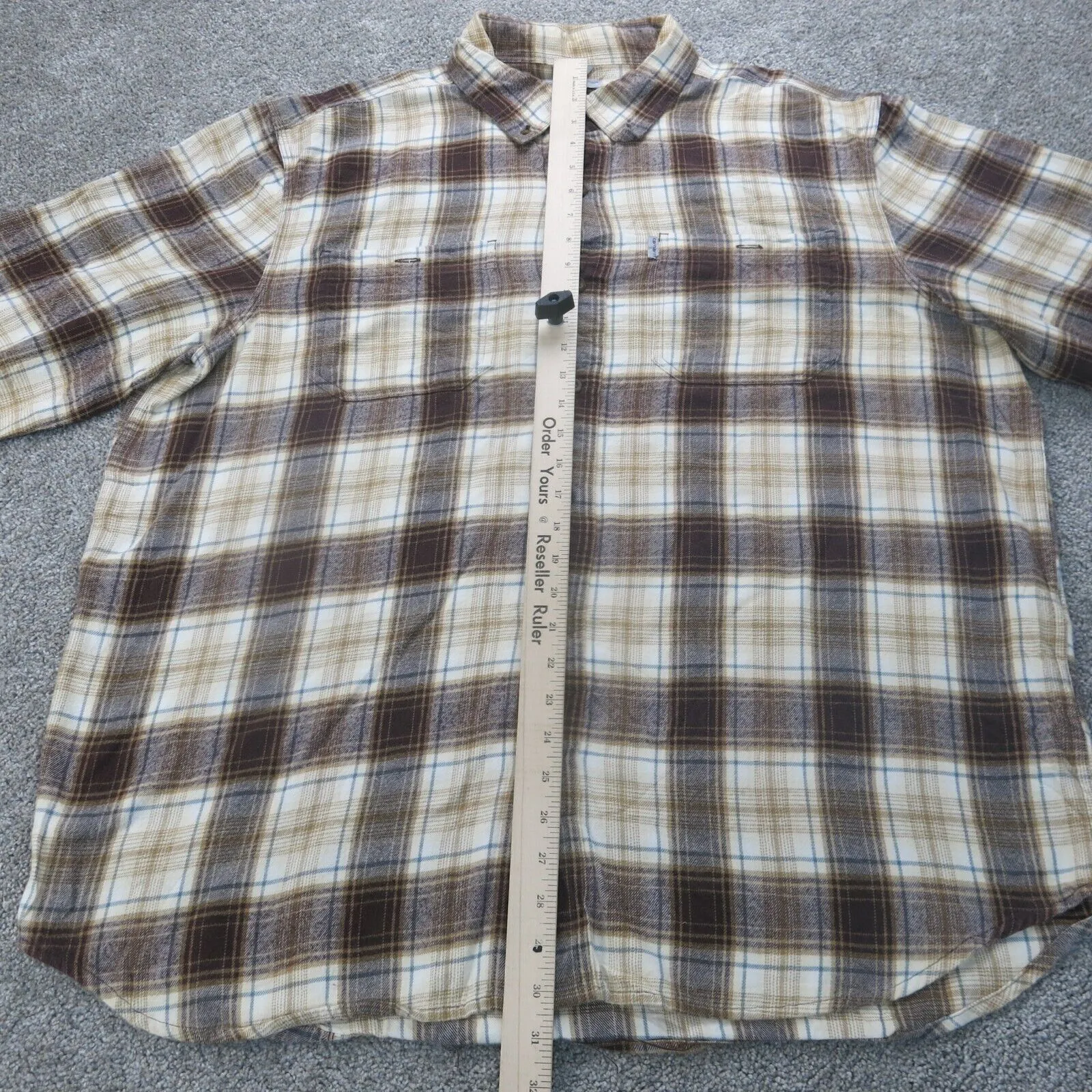 Carhartt Shirt Mens Brown XL Button Down Plaid Flannel Long Sleeve Workwear