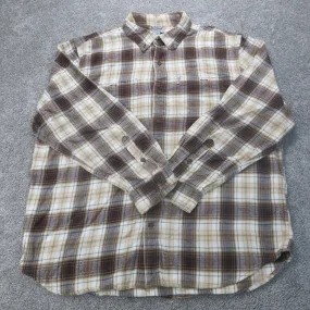 Carhartt Shirt Mens Brown XL Button Down Plaid Flannel Long Sleeve Workwear