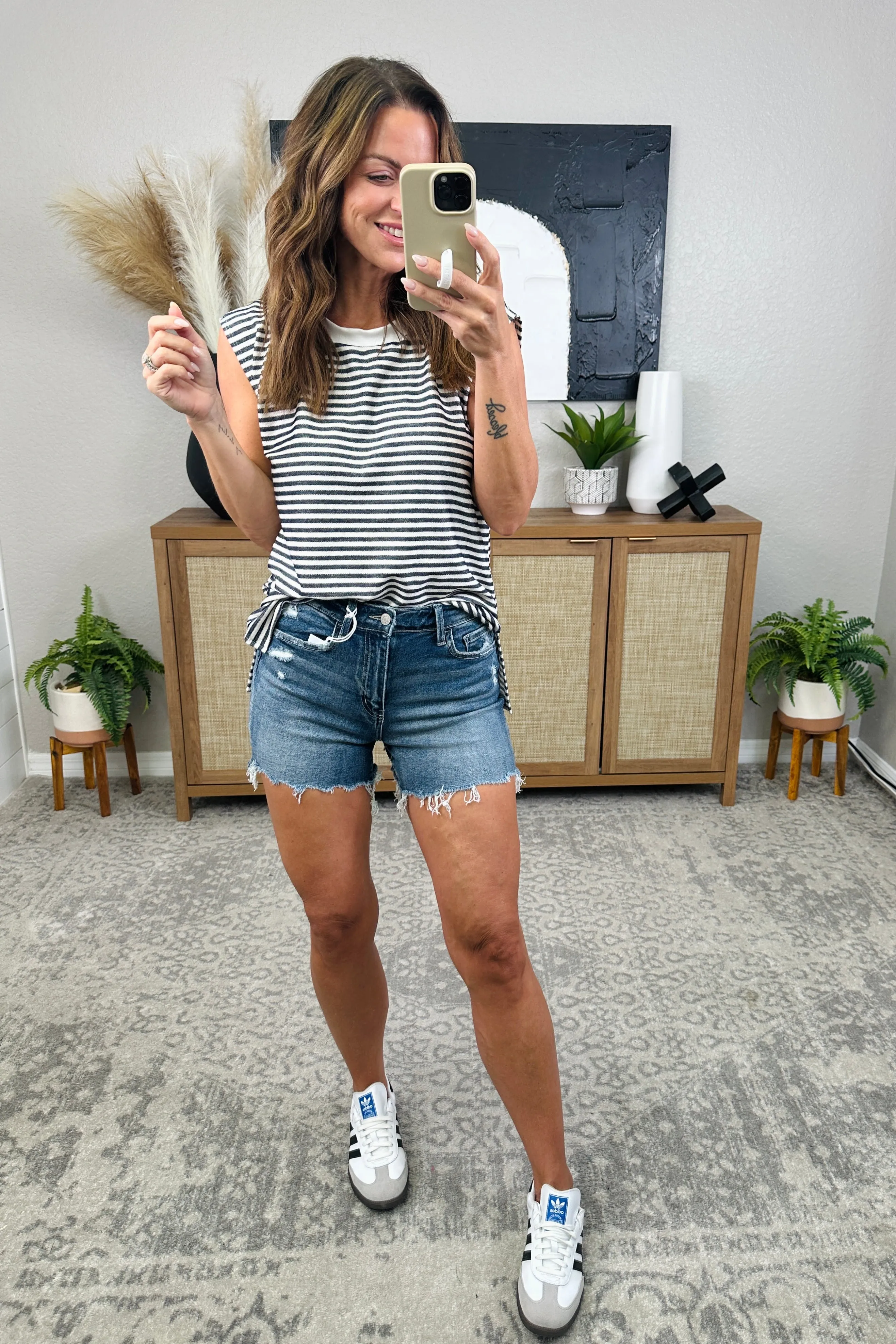 Cleo High Rise Raw Hem Shorts