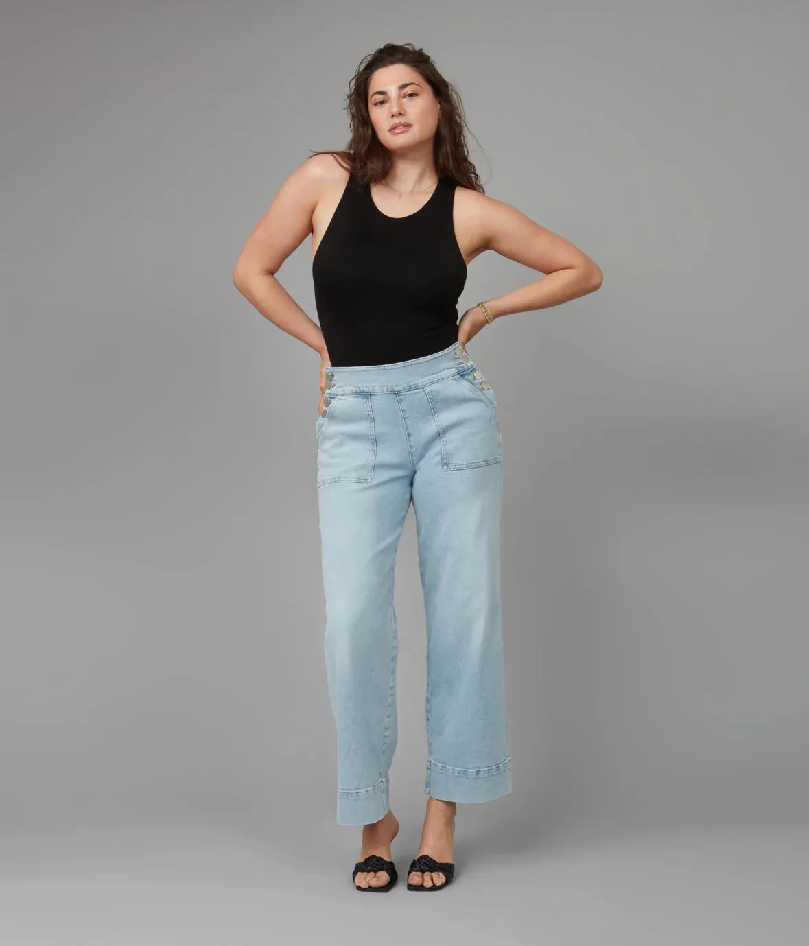 Colette High Rise Wide Leg Jeans - Cool Mist