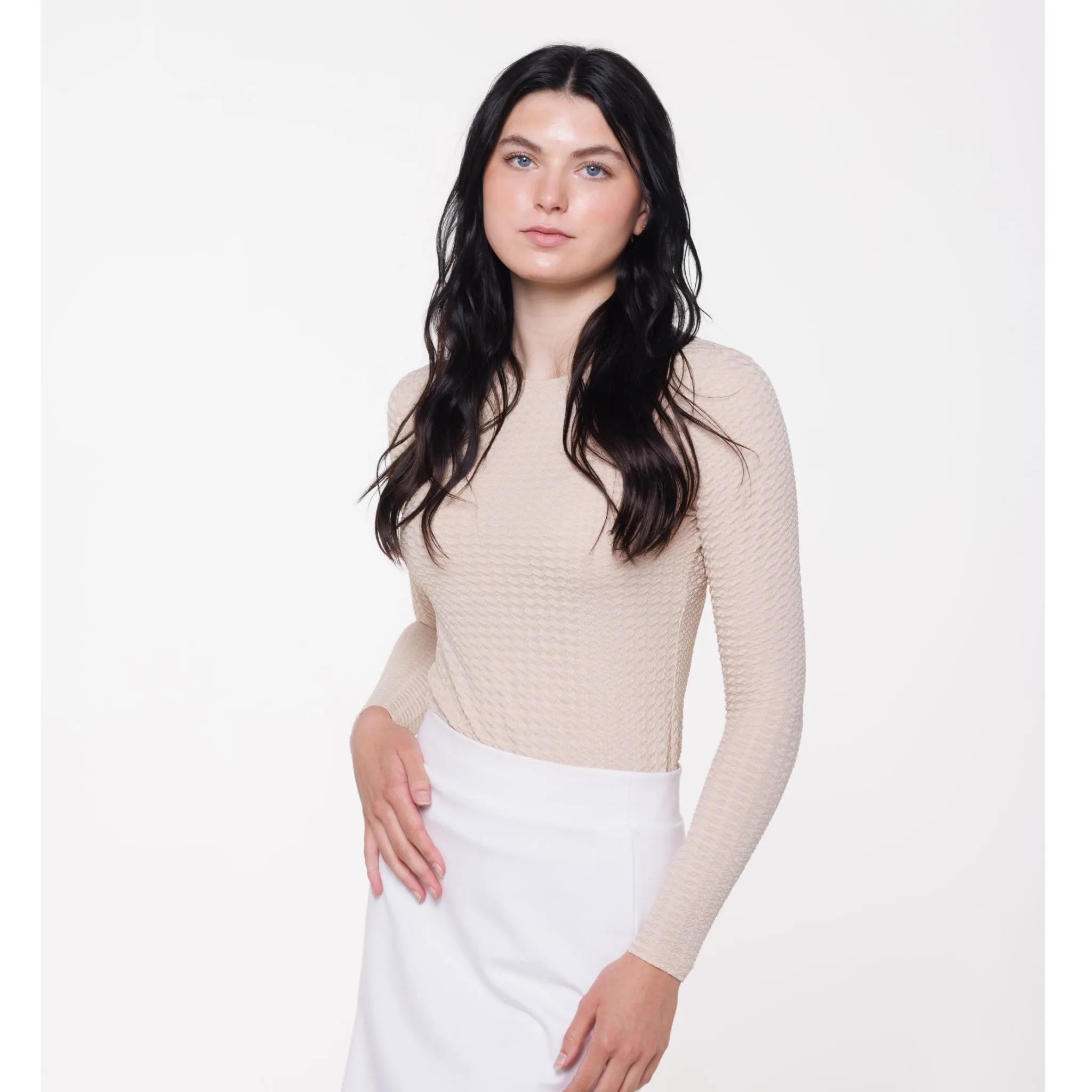Cream Textured Stretch Shirt