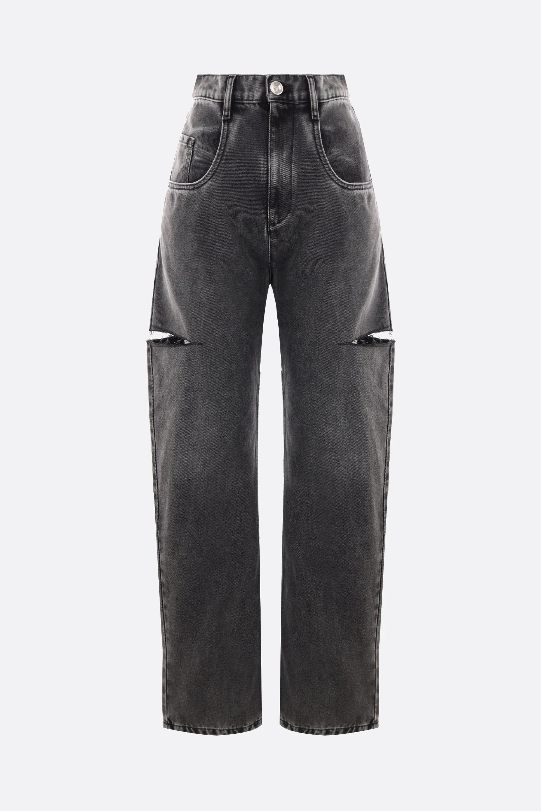 denim wide-leg jeans with cut-out