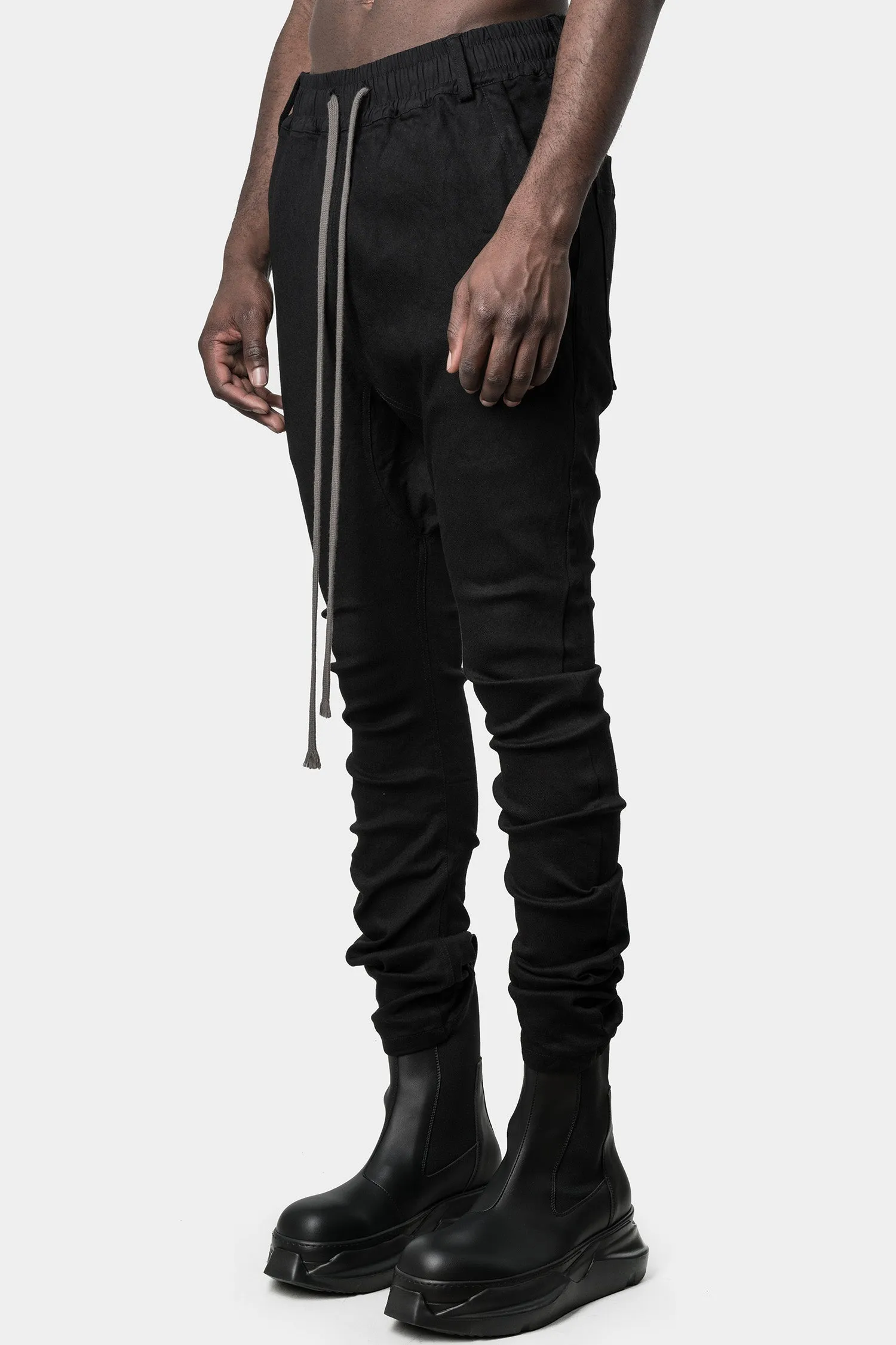 Drop crotch skinny stretch jeans, Black