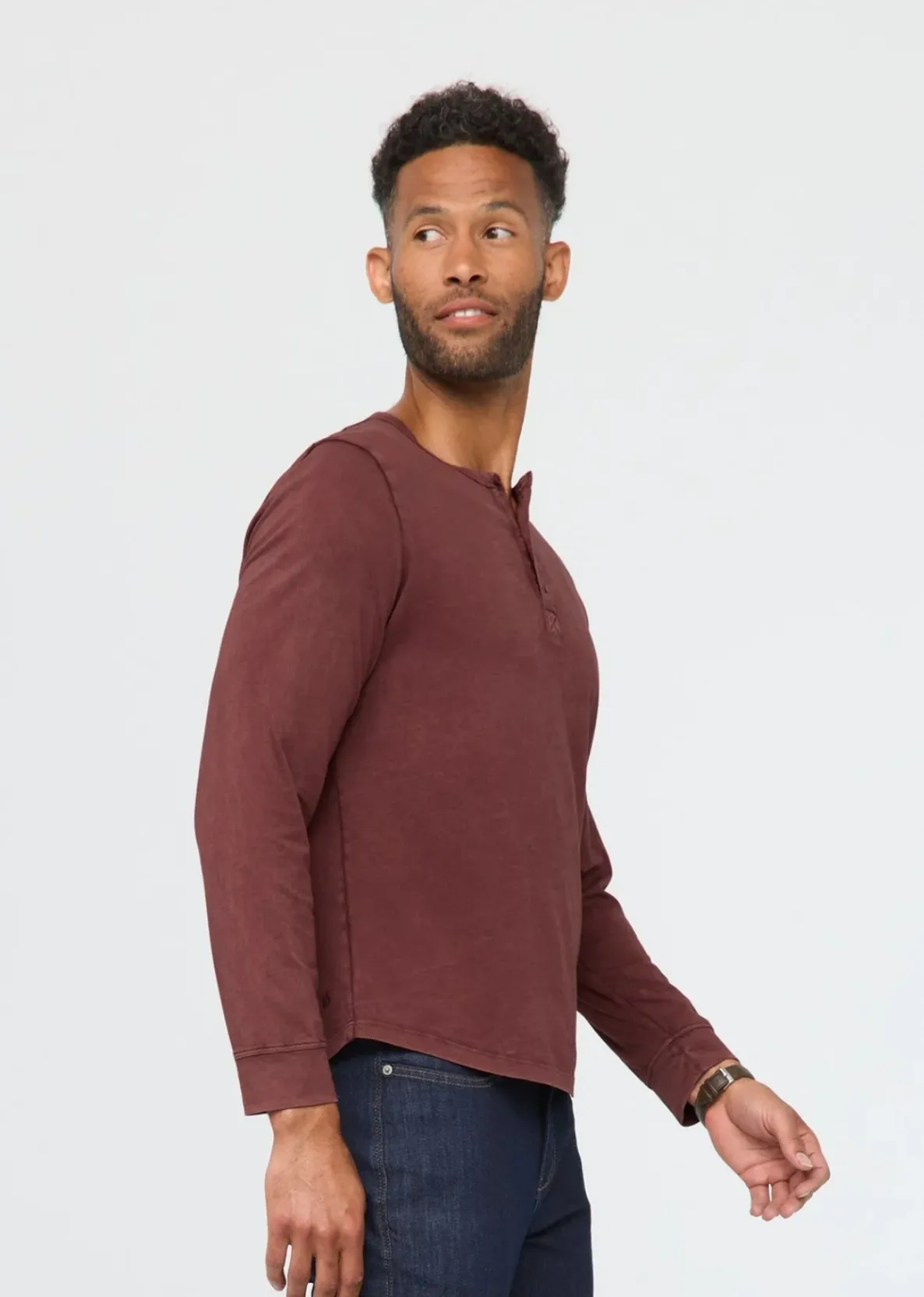 Duer Men's PurePima Vintage Henley - Washed Red Rock