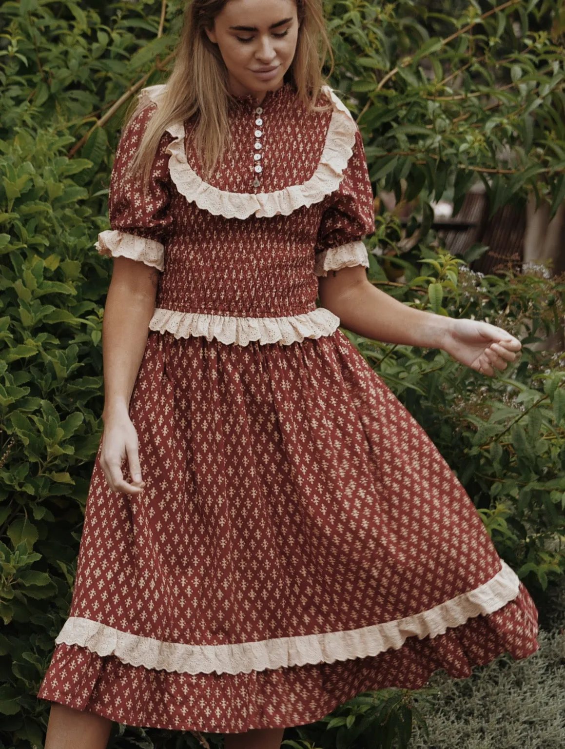 ESLEY DRESS CLAY HAND BLOCK PRINT