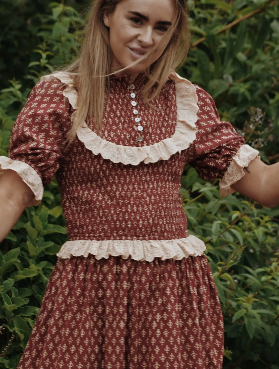 ESLEY DRESS CLAY HAND BLOCK PRINT