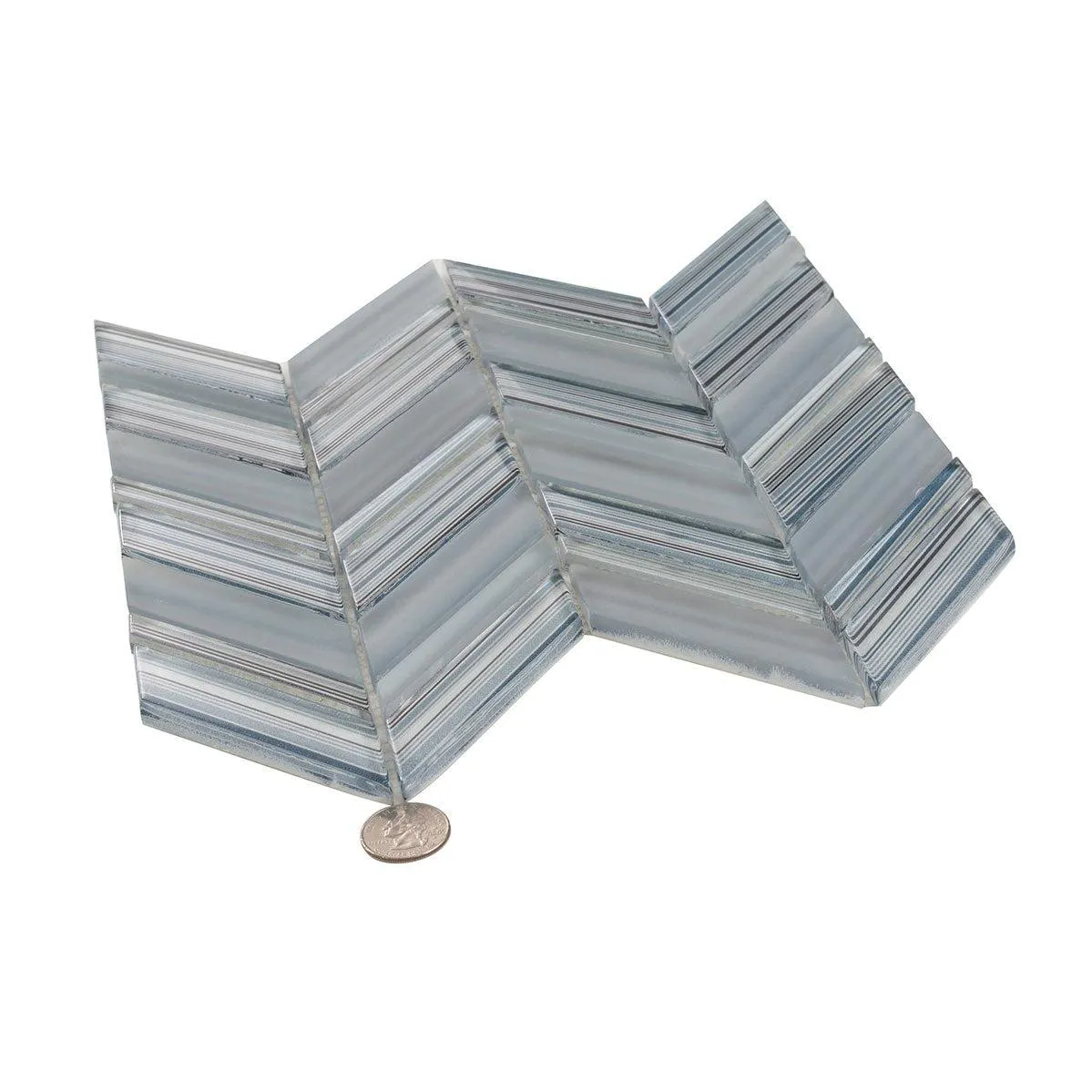 Fabrique Blue Grey Chevron Glass Mosaic Tile