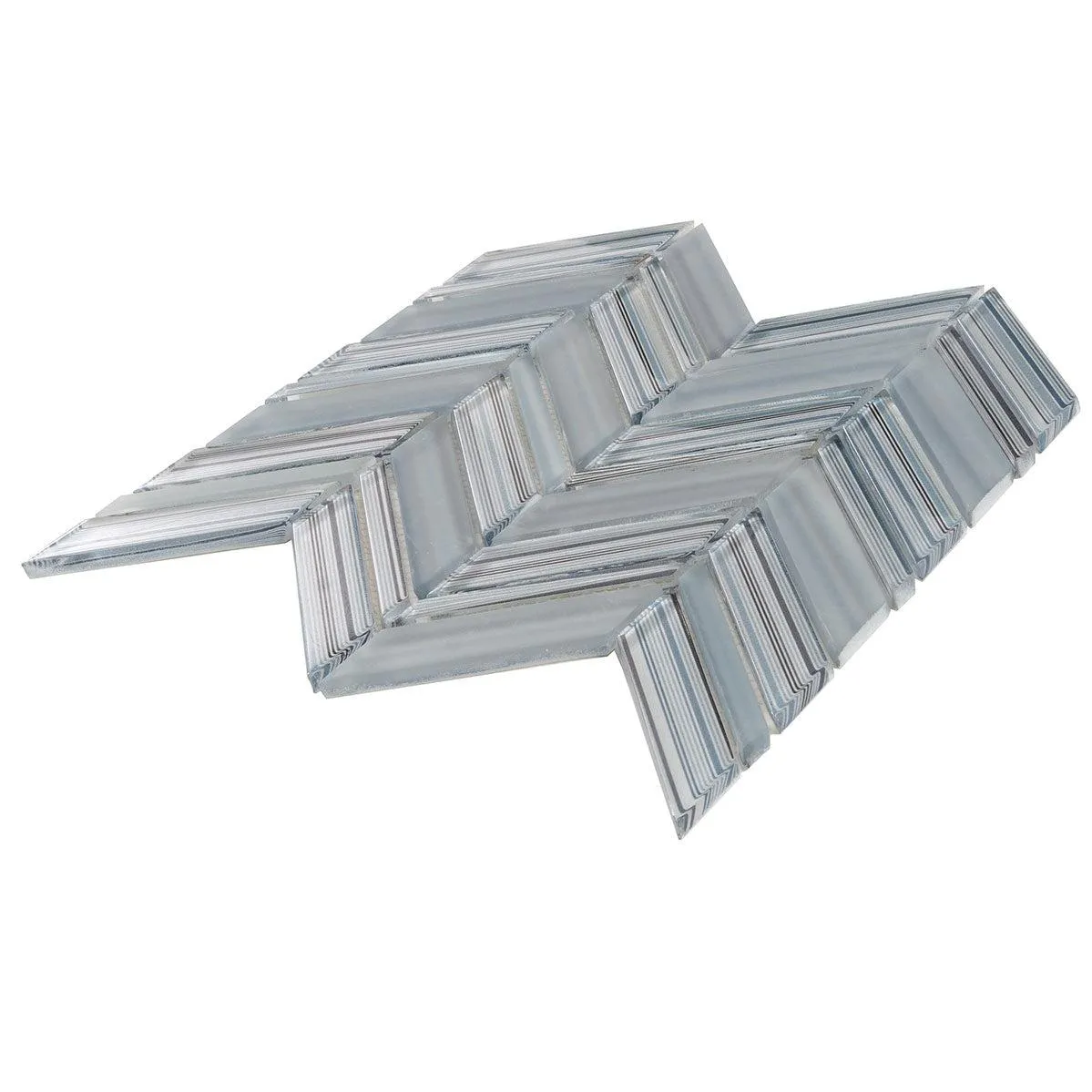 Fabrique Blue Grey Chevron Glass Mosaic Tile