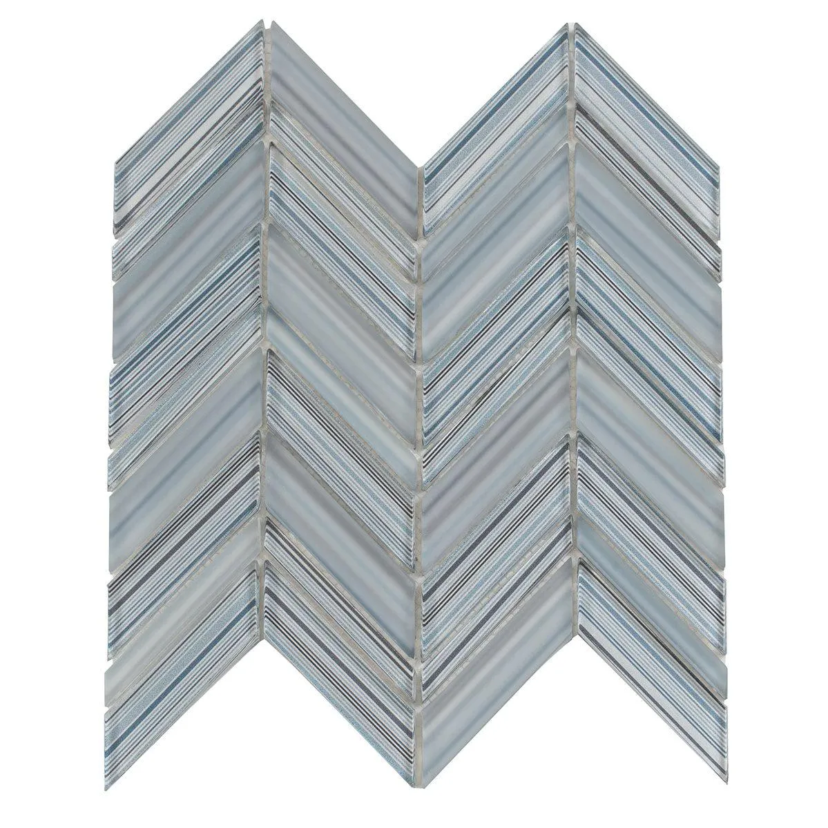 Fabrique Blue Grey Chevron Glass Mosaic Tile