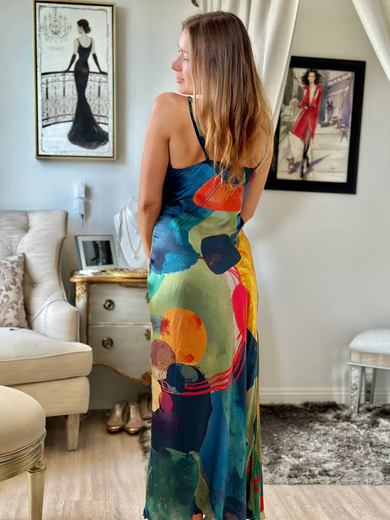 Falguni Shane Peacock Abstract Astral Slip Dress