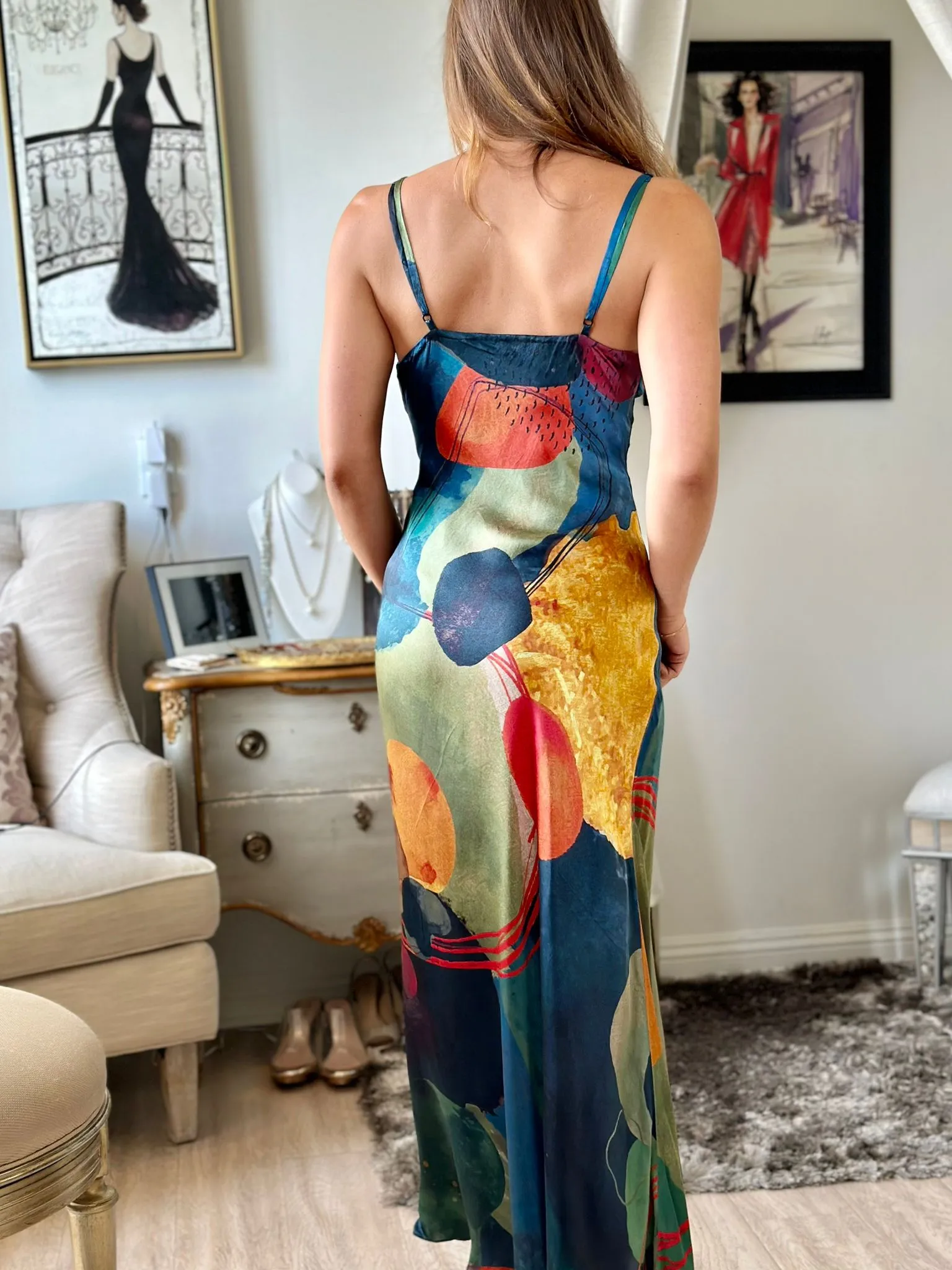 Falguni Shane Peacock Abstract Astral Slip Dress