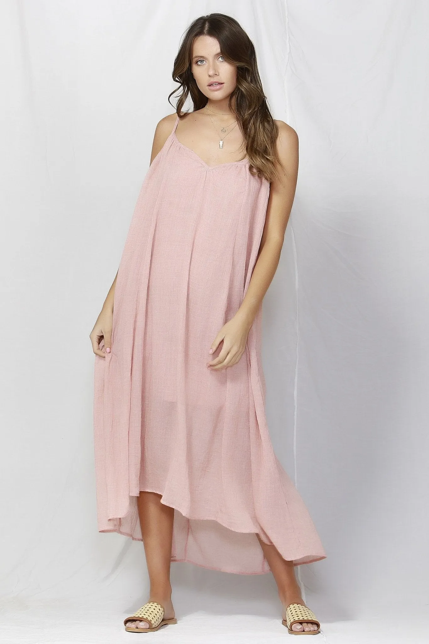 Fate   Becker Sunday Strap Maxi Dress in Pink