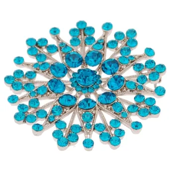 Flower Brooch - Blue Zircon