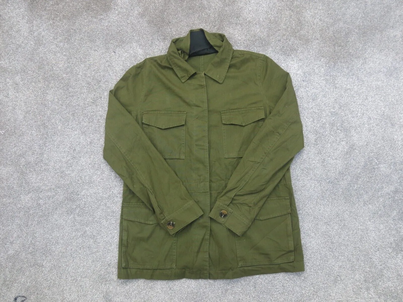 Forever 21 Womens Jacket Shacket Long Sleeves Pockets Olive Green Size Large
