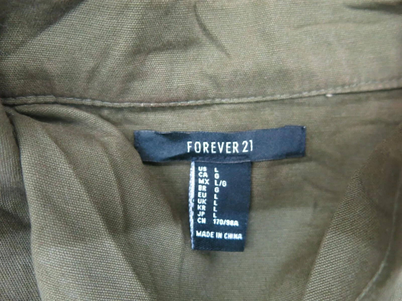 Forever 21 Womens Jacket Shacket Long Sleeves Pockets Olive Green Size Large