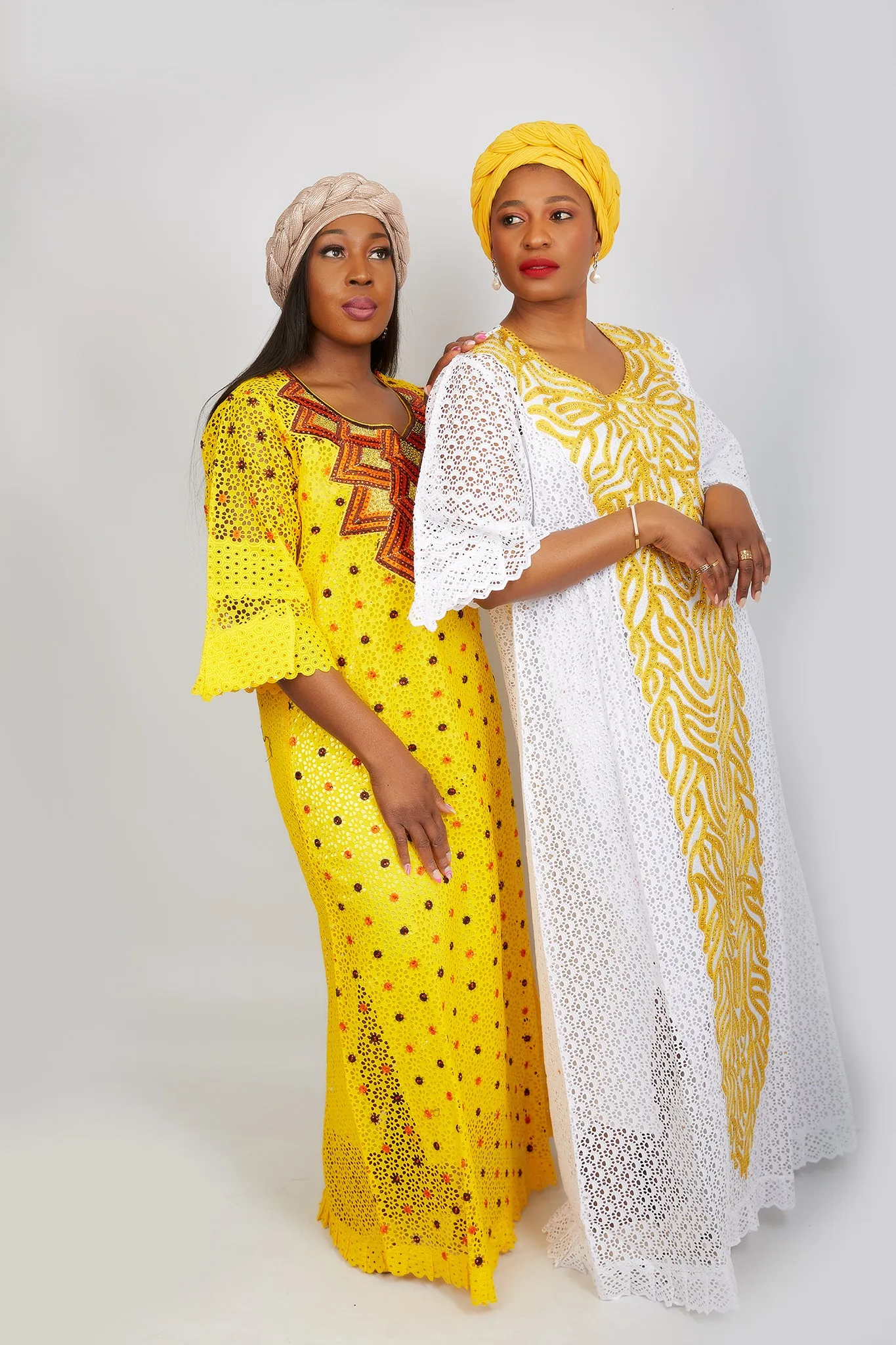 Fully Embroidered  Kaftan Maxi Lace Dress - Abimbola