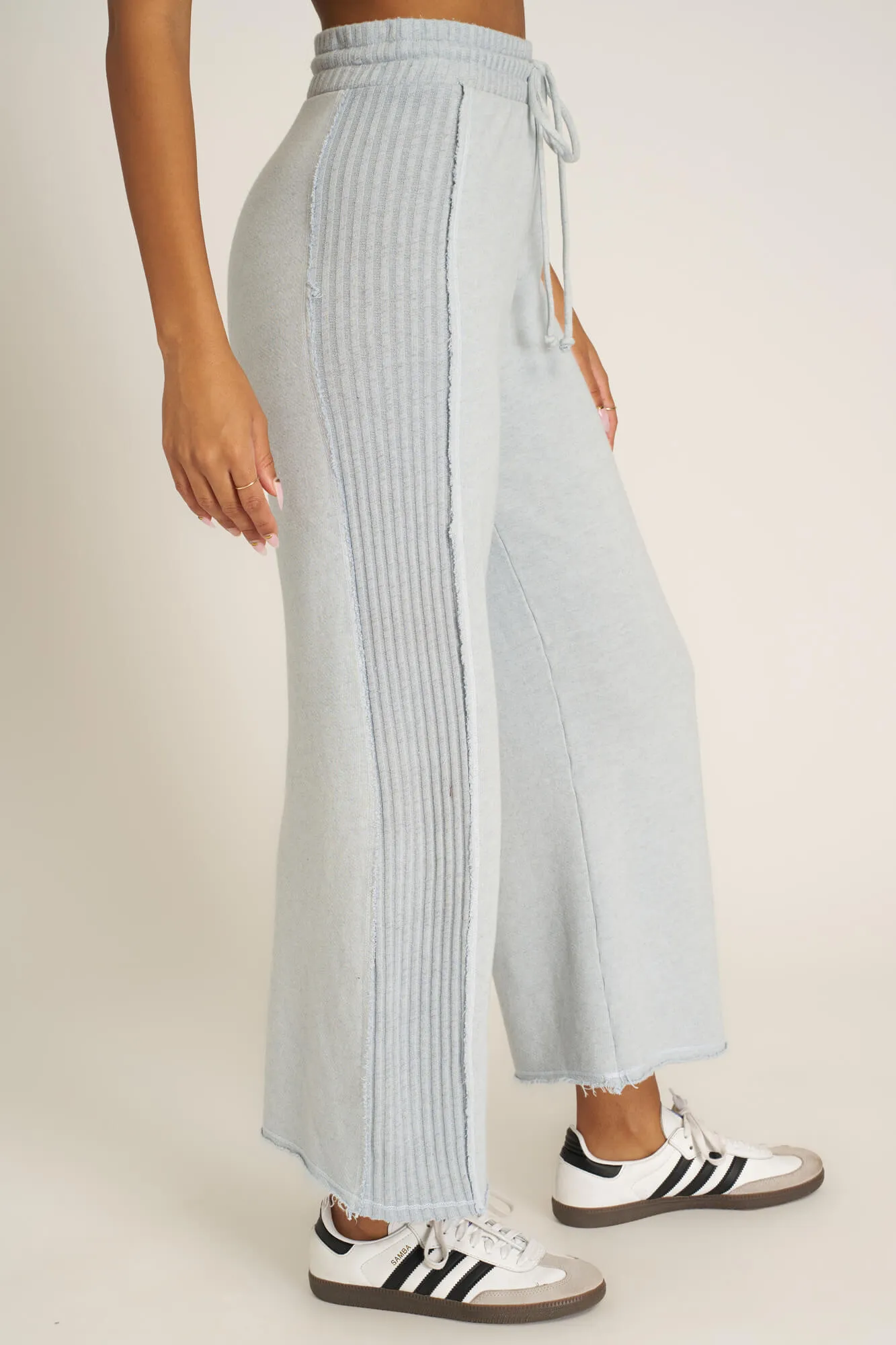 Get Ready Mixed Wide Leg Pant - Blue Dusk