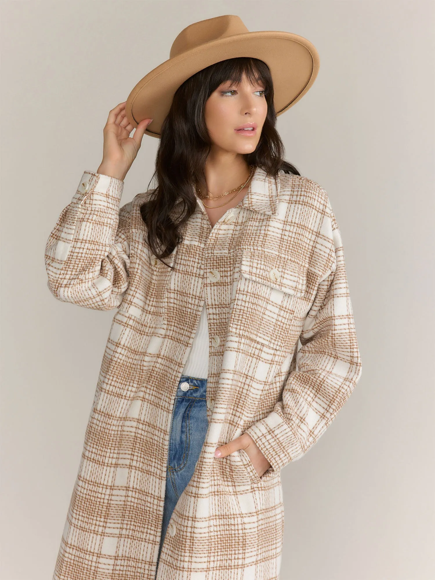 Gilli Long Sleeve Plaid Shacket - Brands We Love