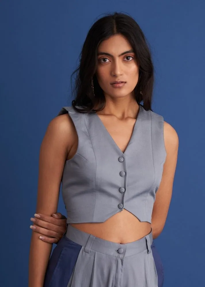Grey Vest Pants Co-Ord Set