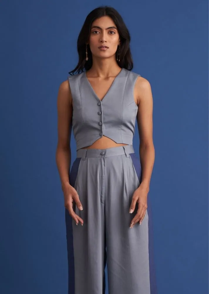 Grey Vest Pants Co-Ord Set